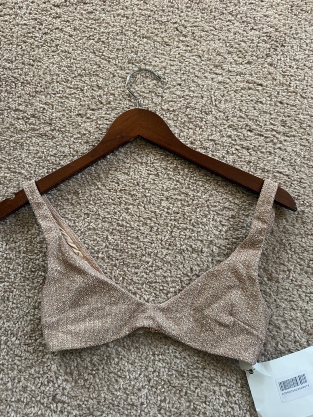 New Zimmermann Swim Metallic Texture Nude Color Scoop Bikini Top size 0 - Picture 6 of 8